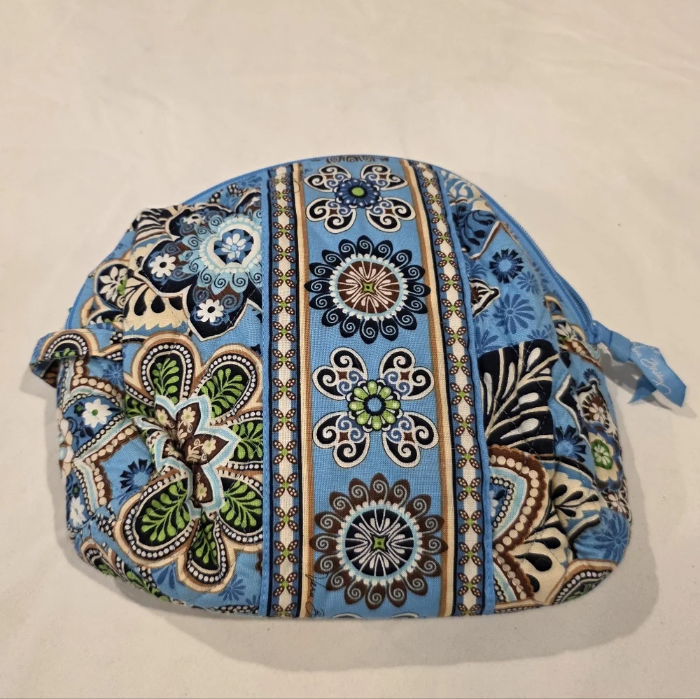 Vera Bradley Retired Bali Blue Lines Make Up Bag Cosmetic Case Travel